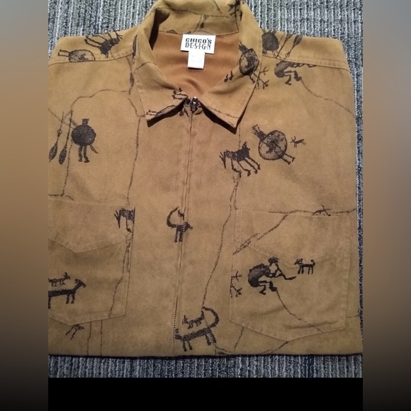 Vintage Chico's light Jacket size L women’s Brown Native - Picture 9 of 11